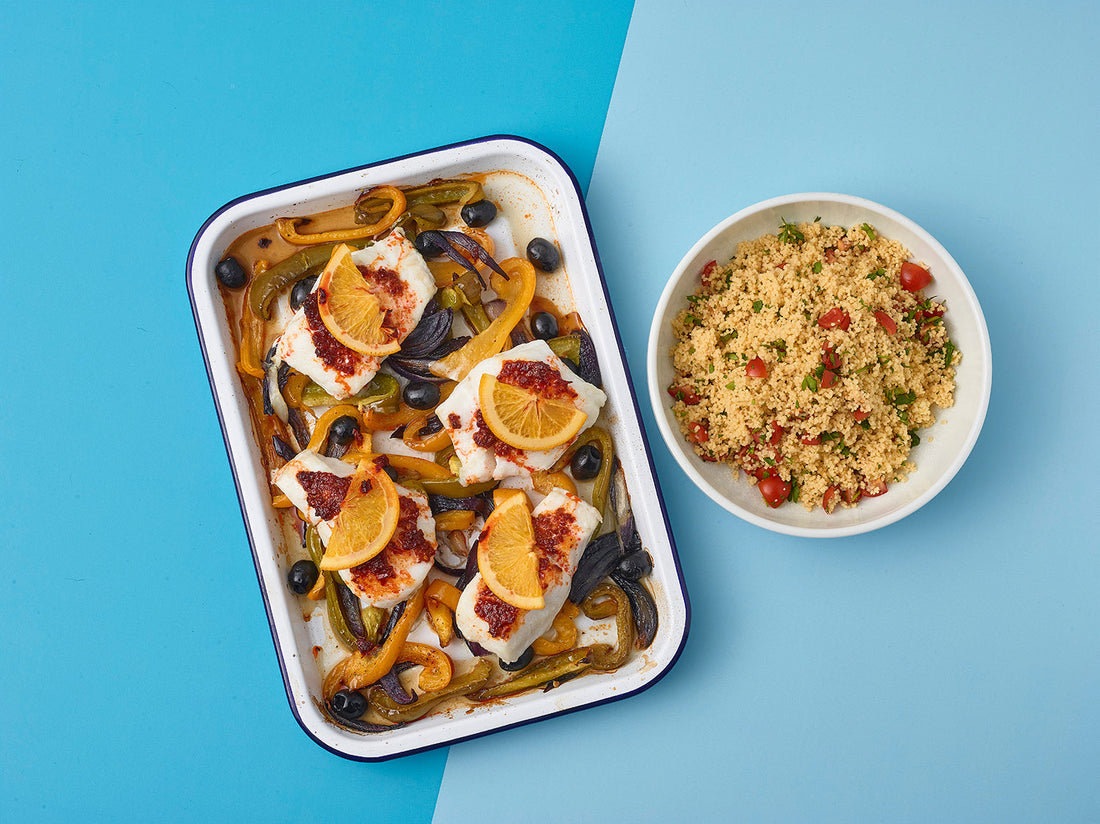 Baked Cod with Oranges and Rose Harissa